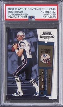 2000 Playoff Contenders "Rookie Ticket" Autographed #144 Tom Brady Signed Rookie Card – PSA Authentic, PSA/DNA 10